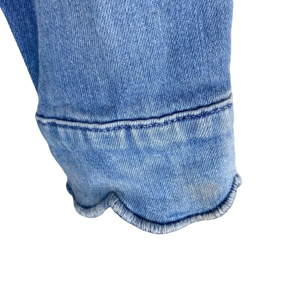 Frame ⌘ Scalloped Edge Cropped Willoughsby Denim Jeans Jacket ⌘ Light Blue ⌘ S - Picture 10 of 17